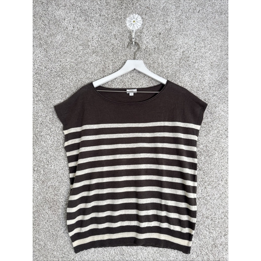 Closed Brown and Cream Striped Blouse